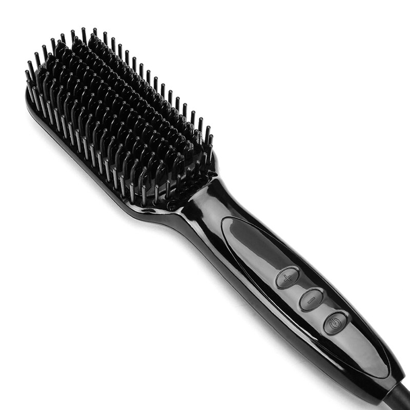 Plancha de pelo eléctrica, peines, plancha de cerámica iónica, cepillos para alisar la barba, calentamiento rápido, función anti-escaldaduras para hombres: Con caja / Ue