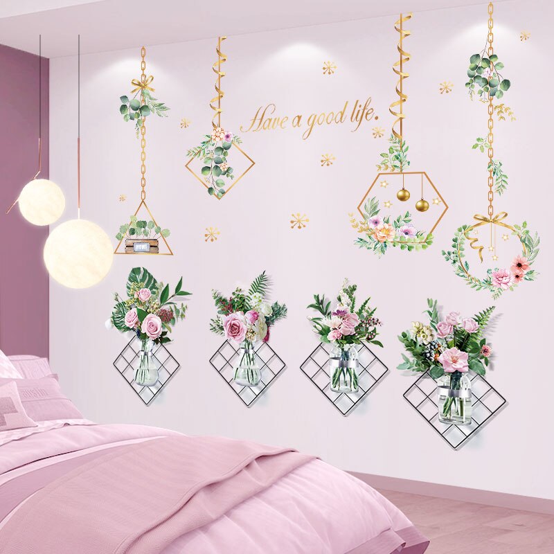 [Shijuekongjian] Bloemen Planten Muurstickers Diy Opknoping Orchidee Muurstickers Voor Woonkamer Slaapkamer Keuken Thuis Decoratie