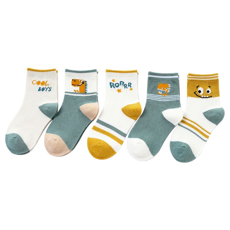 5 Paare/los Cartoon Dinosaurier Tier Weiche Baumwolle Stricken Baby Socken Kinder Junge Neugeborenen Baby Mädchen Socken Miaoyoutong: QY-konglong / 0-3years