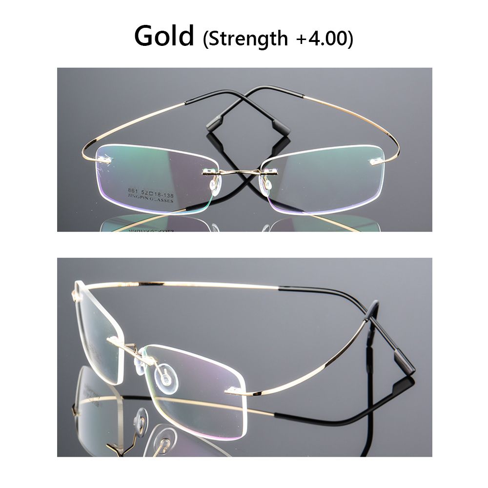 Ultralichte Tr90 Geheugen Titanium Randloze Leesbril Mannen En Vrouwen Presbyopische Brillen 1.0 1.5 2.0 Tot 3.5 4.0: Black / + 75