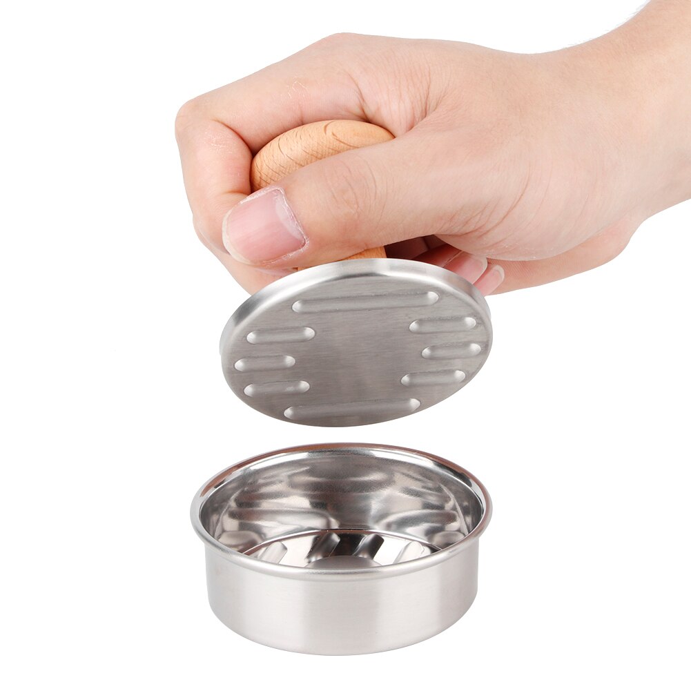 Forma de cozinha de aço inoxidável, redonda, para hambúrguer, prensa para carne, grelhar, prensa para fazer hambúrguer, 1 peça