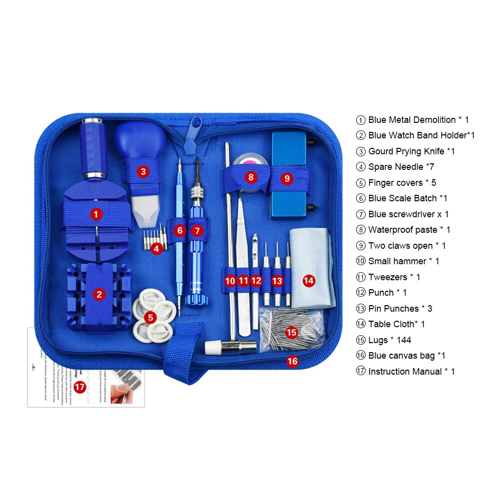 Kit d'outils de réparation pour ouvre-montre, 212 pièces, couteau à levier d'horloge, tournevis, ensemble de marteau à broche, horloger, accessoire de lien de bande,: 149pcs