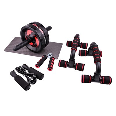 Soporte de flexiones para Fitness, dispositivo de entrenamiento de rueda Abdominal, equipo de Fitness para gimnasio en casa, 6 unids/set por Set: red