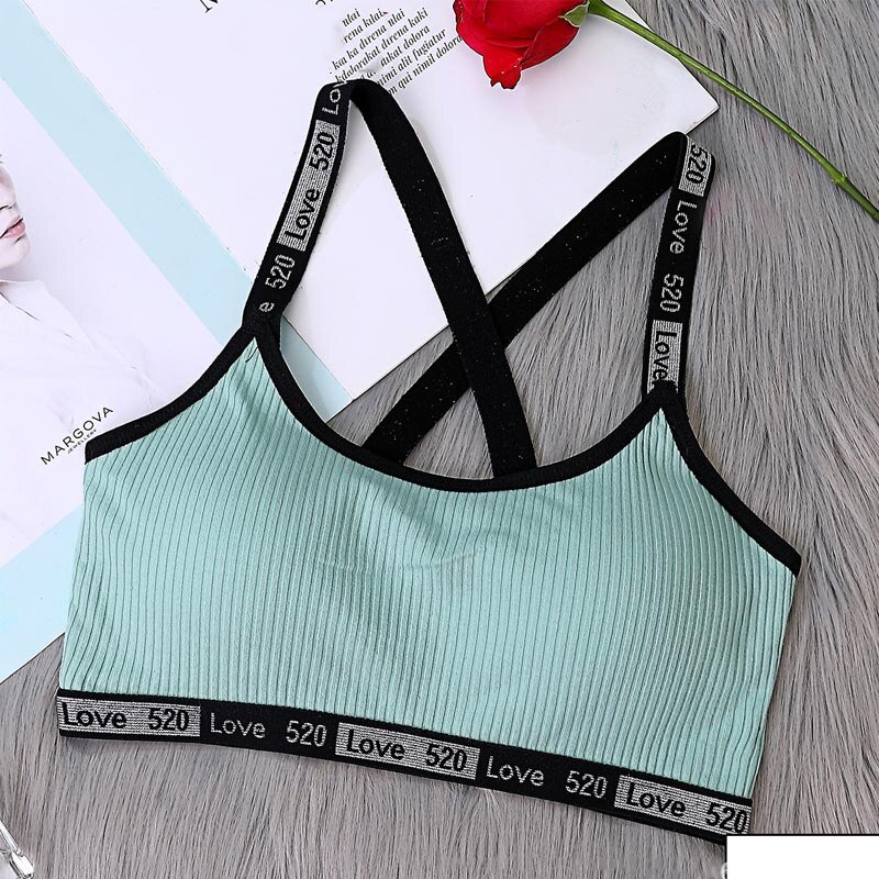 Letter Strap Bras For Women Black Brassiere Fitness Tank Top Underwear Female Detachable Chest Bralette Push Up Sports Bra bh