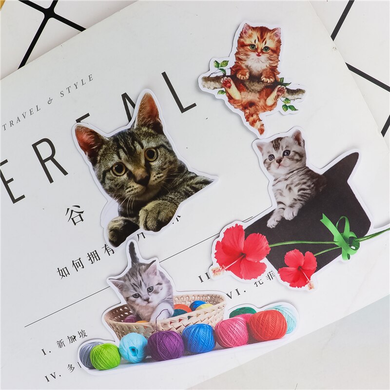 17pcs Kawaii cute cat Stickers Chidren Toy Waterproof Sticker to DIY Laptop Bicycle Helmet Car Decals Scrapbooking Stationery