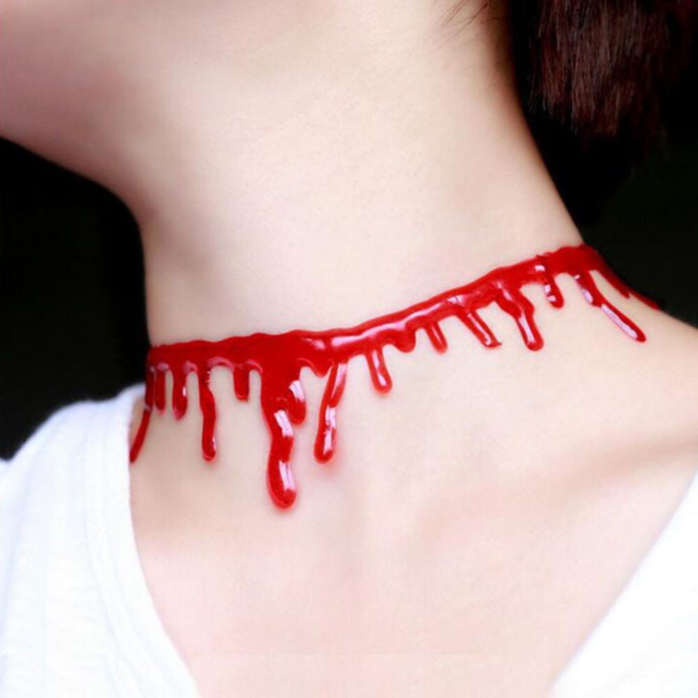 Mode-sieraden Ketting Punk Party Ketting Halloween Deathrock Charm Jurk Bal Blood Red Stitch Choker Mode Kettingen