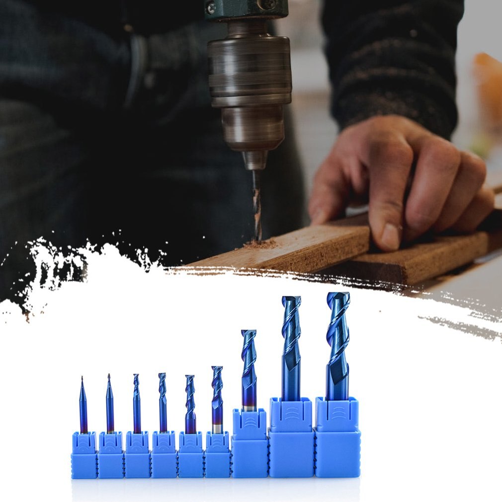 Multi-Standaard Frees Blauw Nano-Coated Flat-Bottom End Mill Multifunctionele High-Speed stalen Frees