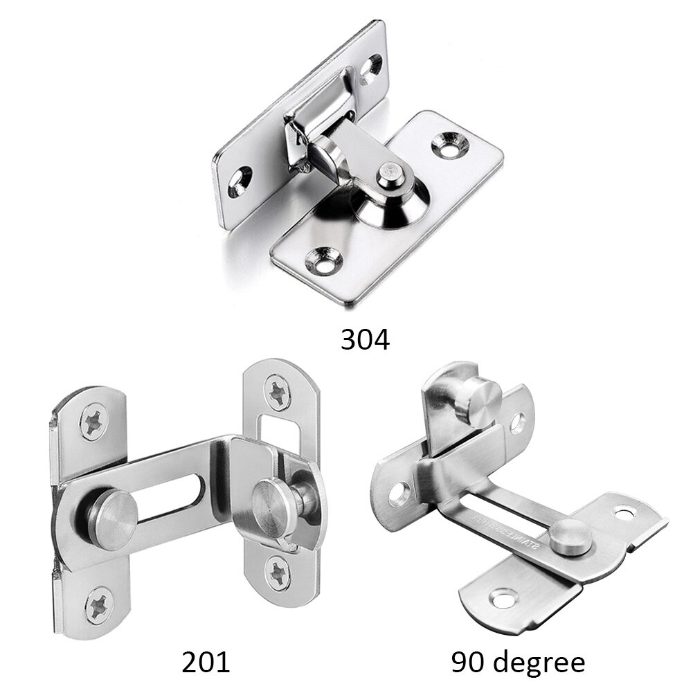Push Pull Sliding Button Clasp Security Tools Stainless Steel 90 Degree Cabinet Chain Home Hotel Latch Door Lock Shift