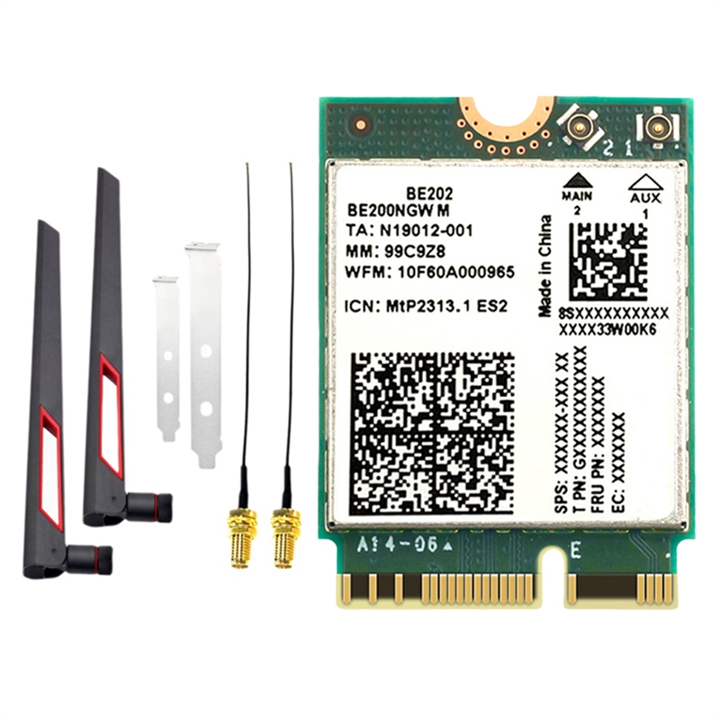 ABUO-BE202 Wifi7 Card +2X10db Antenna 2.4/5/6G Tri-Band 5374M Gigabit Wireless Wifi Network Card Bluetooth 5.4: Default Title