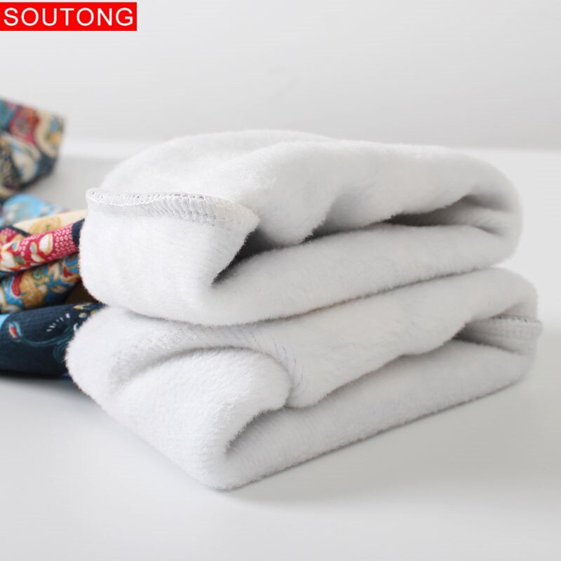 Soutong Winter Warm Men Long Johns Thermal Underwear Bottoms Printed Soft Cotton Thermo Thick Plus Velet Man Thermo Pants