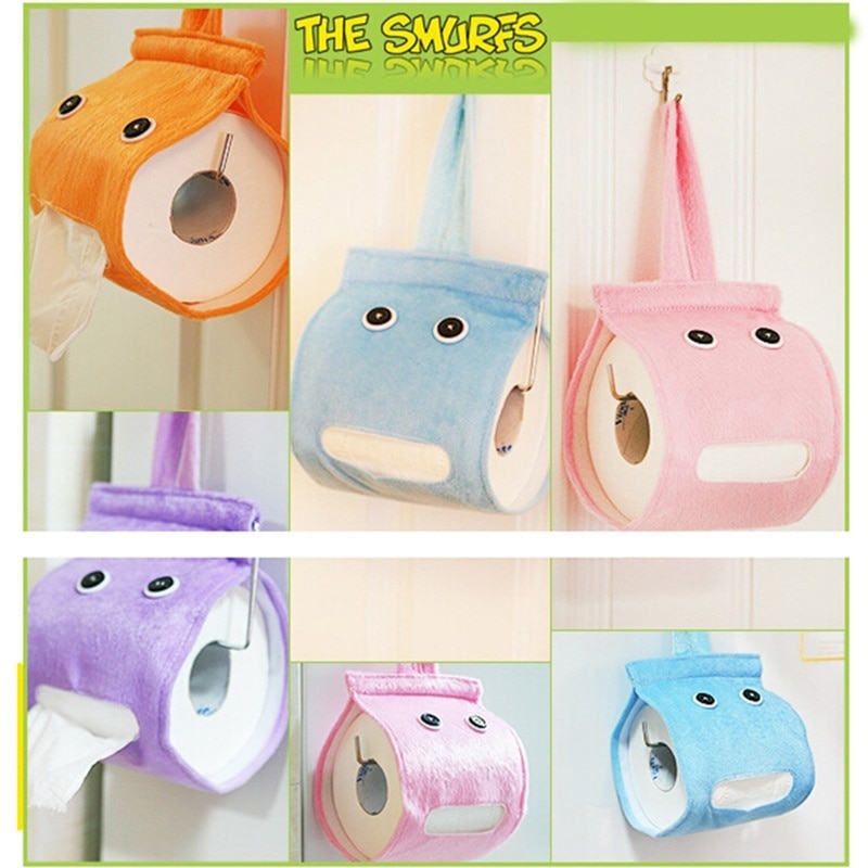 Cute Plush Cloth Tissue Box Case Holder Toilet Paper Cover Bathroom/office/car/restaurant Hanging Paper Towel Storage Container