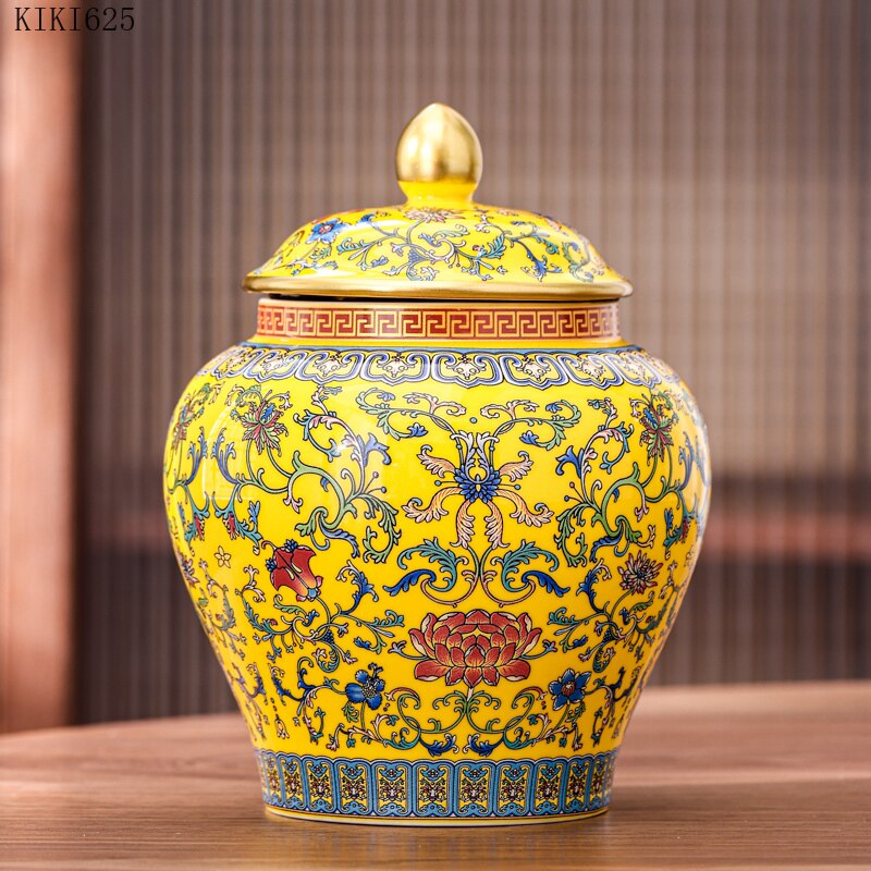 European-style Twisted Flower Ceramic Jar Gold-plated Porcelain Sealed Jar Candy Food Storage Box Crafts Porch Living Room Decor: B