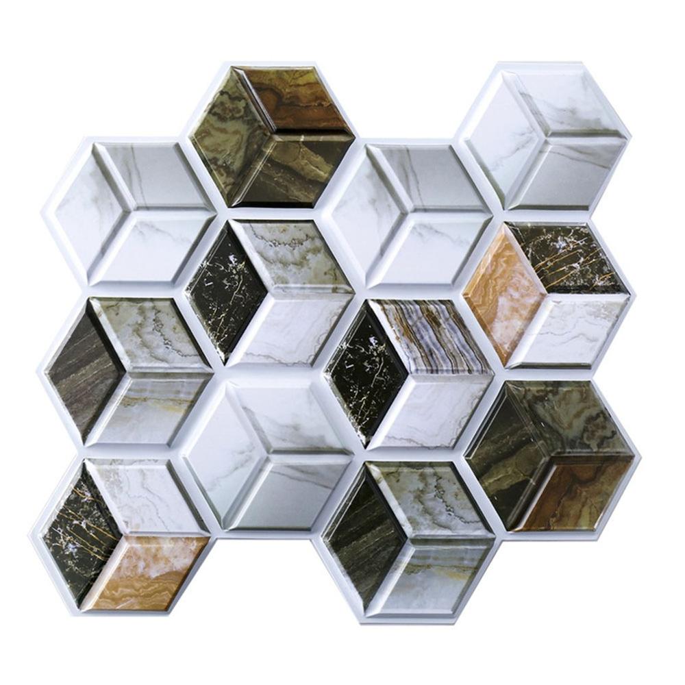 Funlife-azulejo de mosaico autoadhesivo, pegatina de pared de vinilo para decoración de baño y cocina, palo de cáscara impermeable, Panel de azulejos de PVC: 4