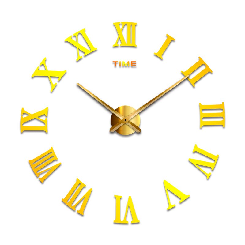 STICKER WALL Watch Clock stickers super large mirror acrylic DIY clock Roman living room bedroom wall mounted clock: E