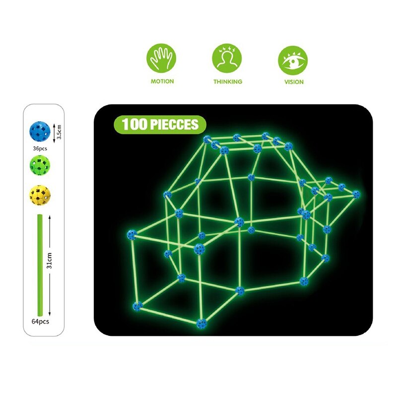 freundlicher Fort Gebäude Burgen Tunnel Zelte Bausatz DIY 3D glühen in das dunkel
