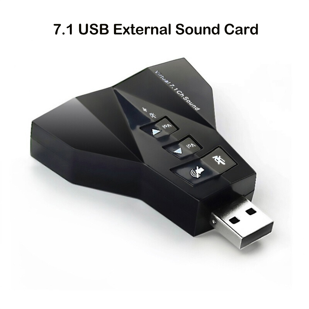 7.1 Channel USB 2.0 3D Audio Sound Card External USB Sound Card Adapter Microphone Speaker Sound Cards 4 Ports