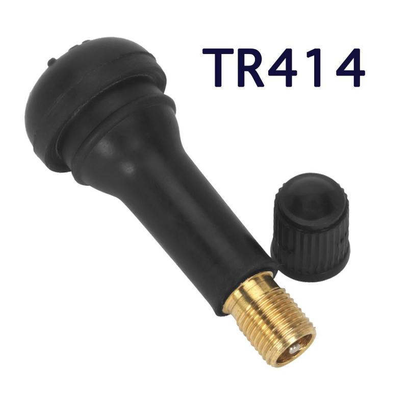 4PCs/set Black TR414 Rubber Valve Stems With Dust Caps with Caps Tyre Rubber Valves Car Chrome Tubeless Car Wheel Snap-in Tire