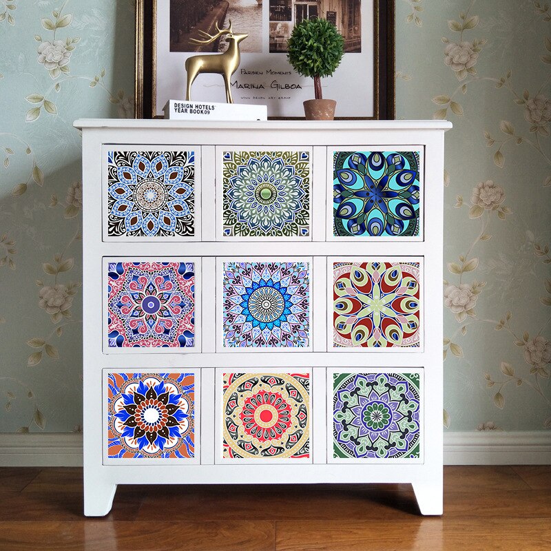 Mandala pattern retro simulation tile sticker Furniture renovation Kitchen bathroom deco self-adhesive waterproof wall sticker
