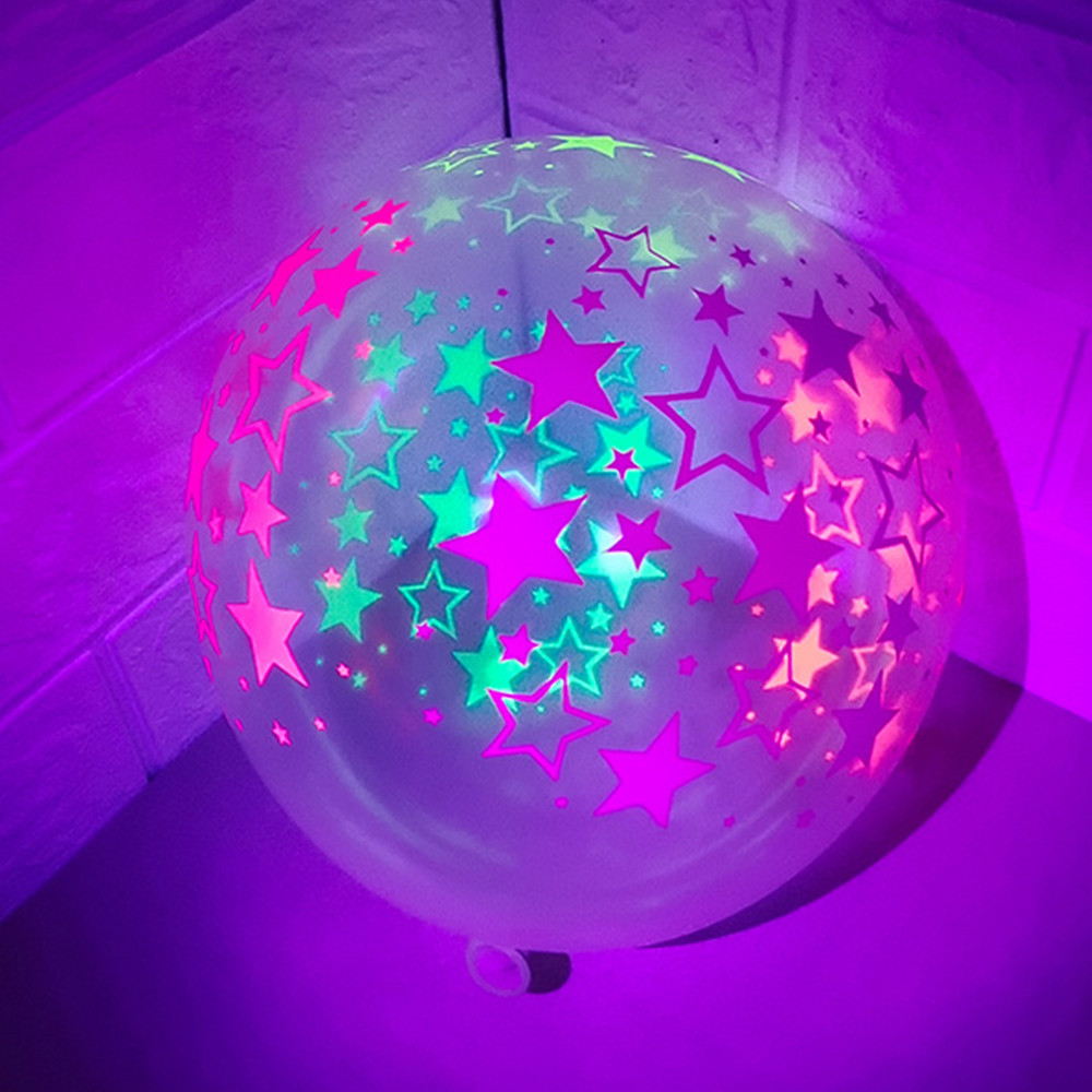 50/100Pcs 12inch Neon Luminous Balloons UV Blacklight Reactive Balloons Fluorescent Star Dot Wedding Birthday Party Decoration
