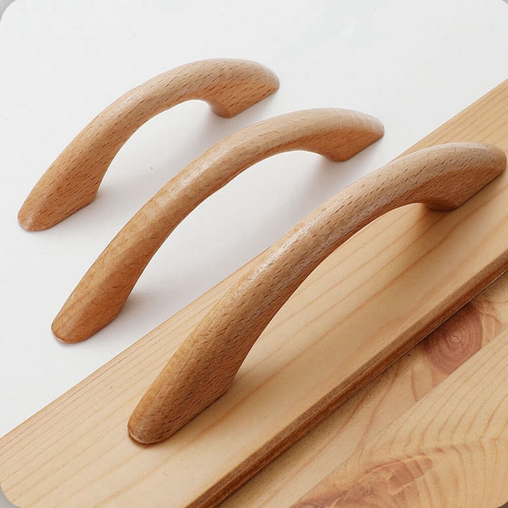 Poignée de meuble en bois couleur naturelle, 8 Styles, , 1 pièce, idéale pour placard de cuisine ou tiroir, nouveauté
