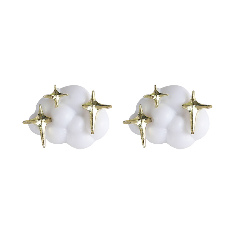 Witte Wolken Clip Oorbellen Geen Gat Oor Clips Twinkling Stars Clip Op Earring Zonder Piercing Minimalistische Oorbel CEC274