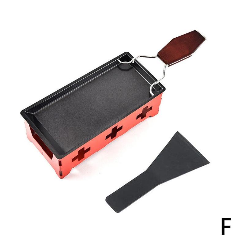 Schweizisk ostepande mini non-stick bagepande med lysestage sæt smør ost bagepande bbq ostebræt ovn smelter: F