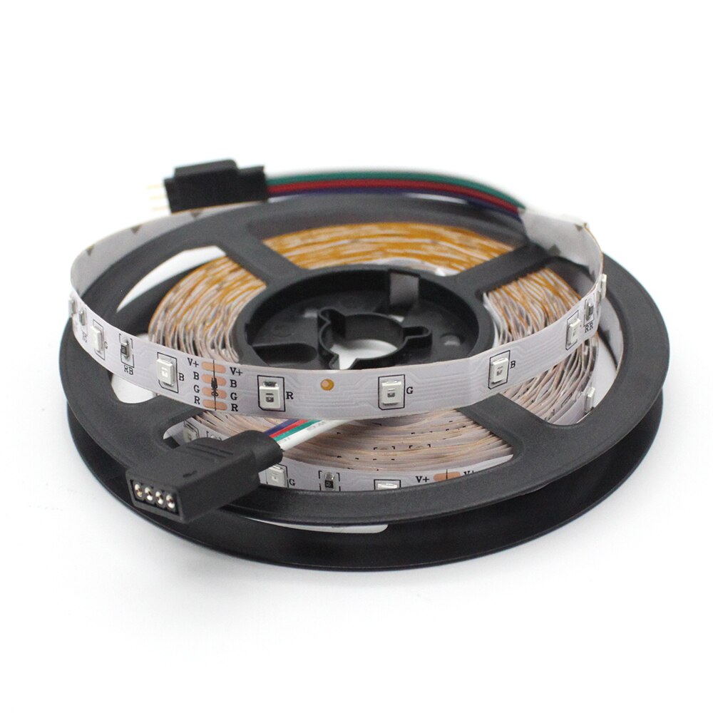 Tira de luces LED RGB 2835 con sincronización de música, 5 m, no impermeable, 12v, Sensor de sonido, Control de 20 teclas, cinta de retroiluminación: Only 5M RGB Strip