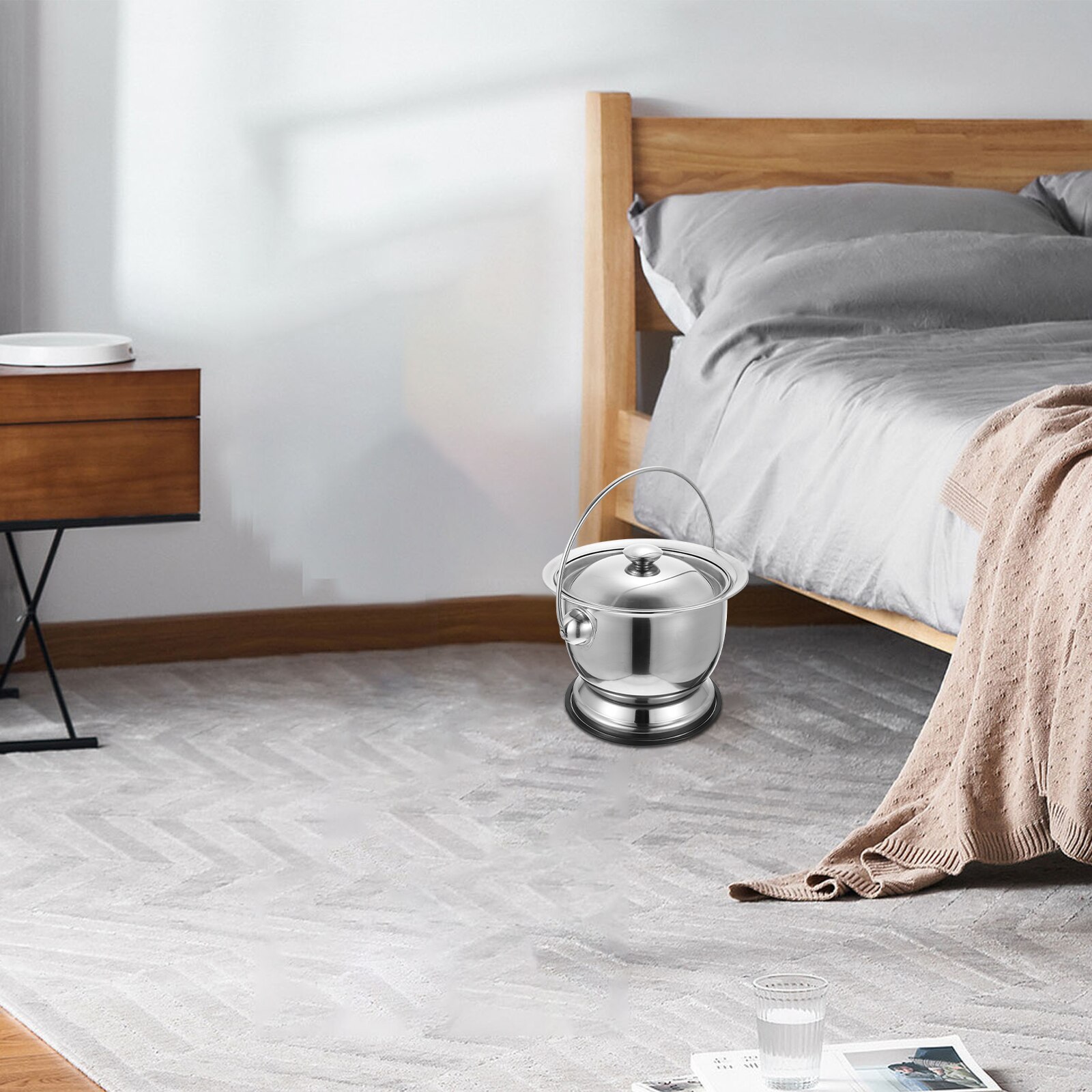 Adults Stainless Steel Urinal Bathroom Portable Commode Covered Children Spittoon