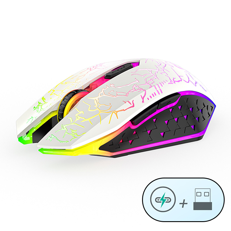 Souris de jeu sans fil Rechargeable 2.4GHz USB souris Bluetooth souris ergonomique silencieuse e-sports rétro-éclairage souris PC pour ordinateur: Violet