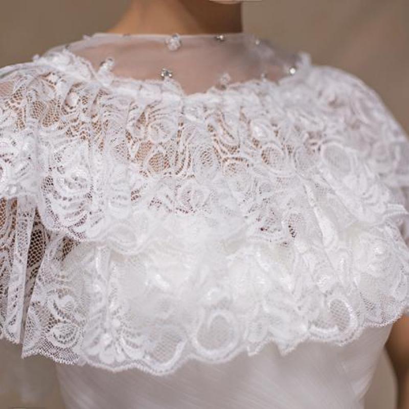 De con cuentas de encaje boda chaquetas de verano blanco de tul de novia capas mujer Bolero noche chales
