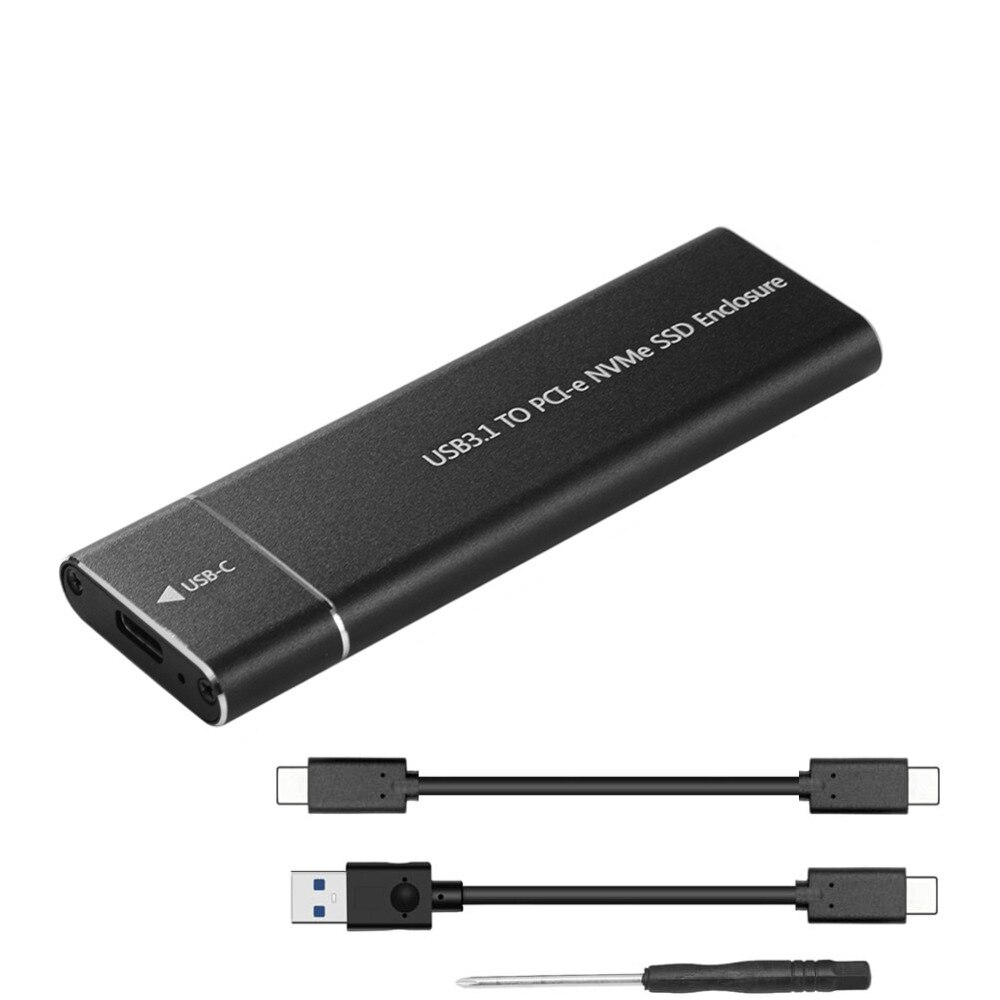 10 Gbps USB 3.1 Gen2 à M.2 NVME NGFF PCIe boîtier SSD NVME m-key à Type C boîtier adaptateur pour disque SSD NVMe m2: Black 2 cables