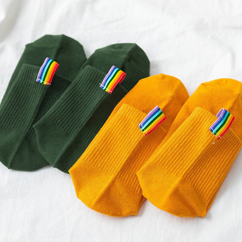 Harajuku damessokken dames calcetines witte regenboog lange sokken streetwear snoep effen kleur damessok kawaii skateboard