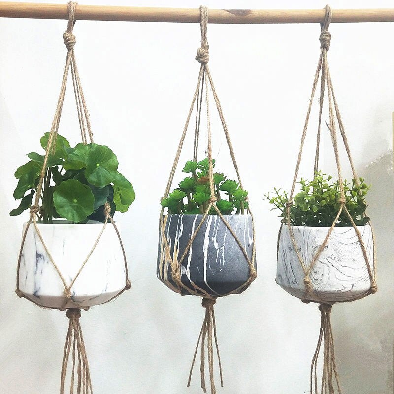 100% hand-lifting basket flower pot plant hanger indoor wall hanging plantation rack basket home decore
