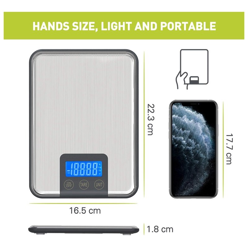 Digitale Weegschalen Keukenweegschaal Elektronische Weegschaal Met Grote Weegoppervlak Precisie Tot 1 G (15Kg Maximale Gewicht)