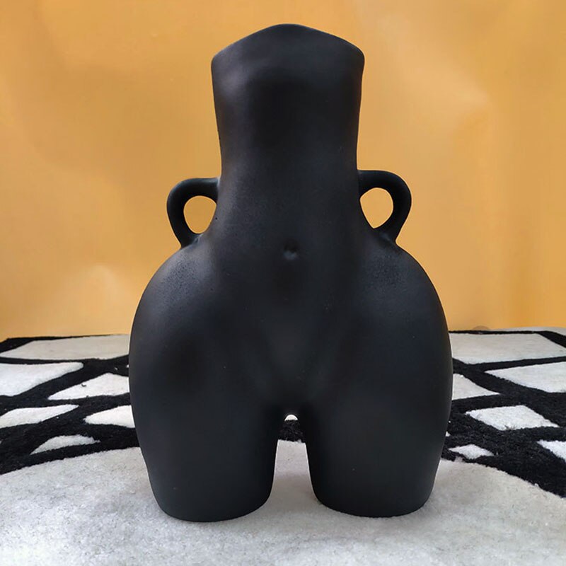 Kreativitet menneskelig vase harpiks numse kunsthåndværk møbler håndlavet moderne boligindretning blomsterarrangement blomstervaser: Sort 22 x 16cm