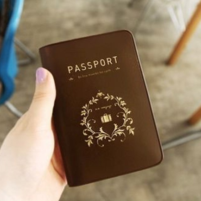 Användbar resehjälp enkel pass id-kort täcke hållare pu läderfodral skydd bärbara praktiska hållare