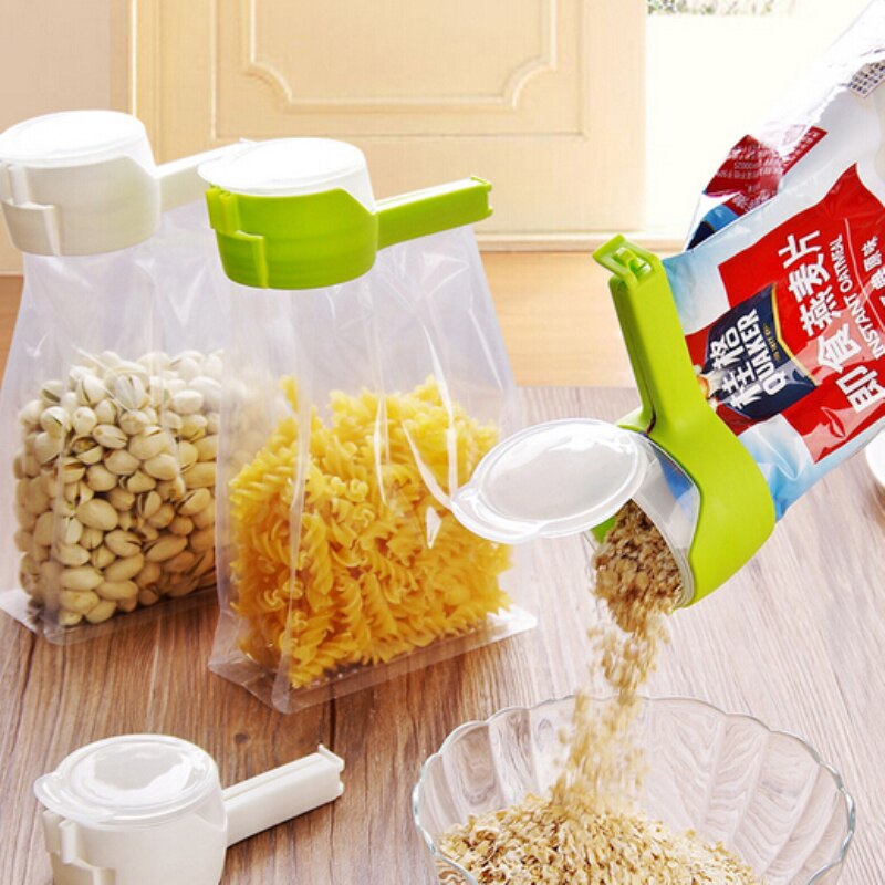 Clip de sellado de bocadillos pinza selladora para mantenimiento fresco de plástico auxiliar de ahorro de alimentos de viaje Gadgets de cocina sello verter bolsa de almacenamiento Clip
