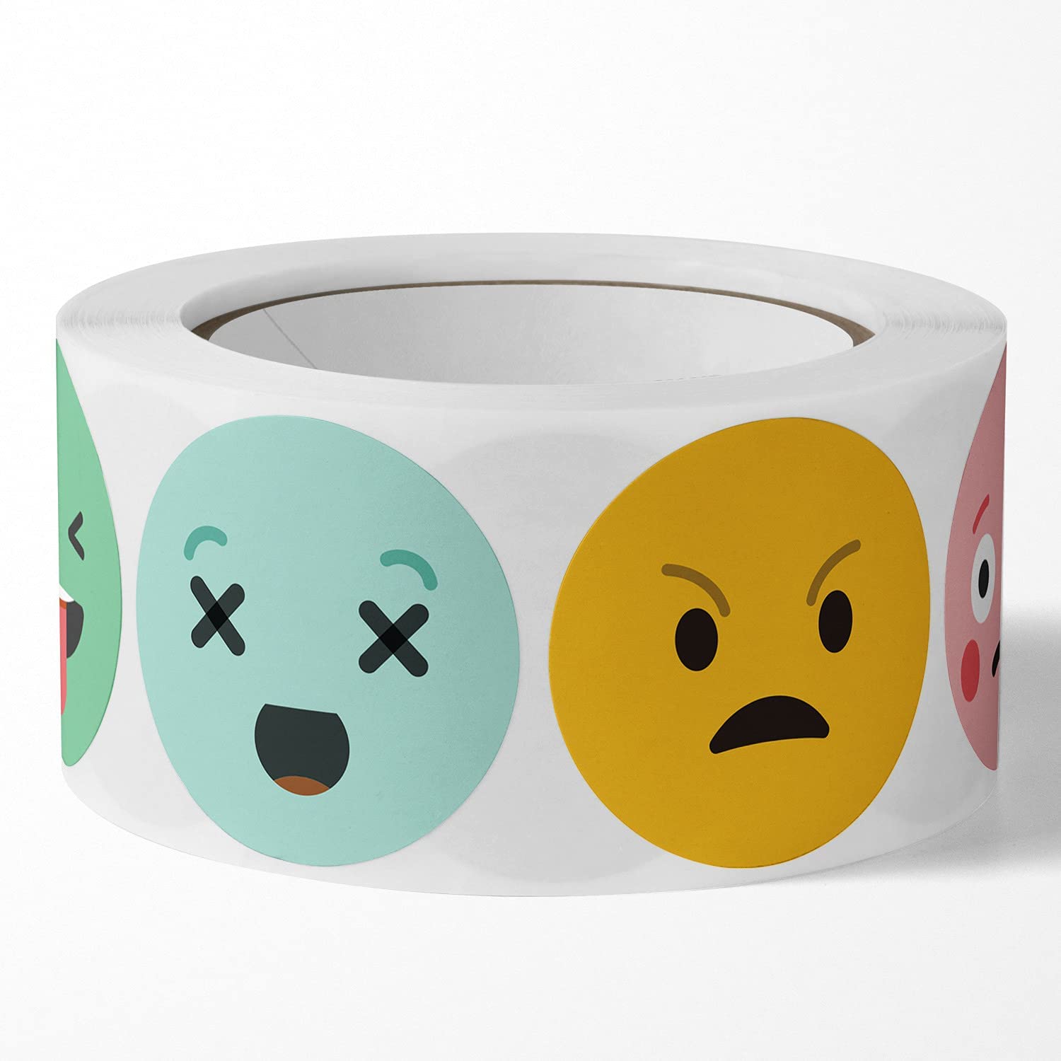1roll Happy Face Stickers Circle Dots Stick Labels Multi Facial Expression Reward Sticker for Kids Teacher Parents School Class