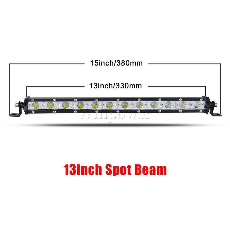 Offroad 4X4 Car Hood Bullbar 7" 13" 20" 25" 30" 38" Slim LED Light Bar Pickup UTV SUV Bumper Flood Fog Spotlights Driving Lamp: 13in Spot Beam
