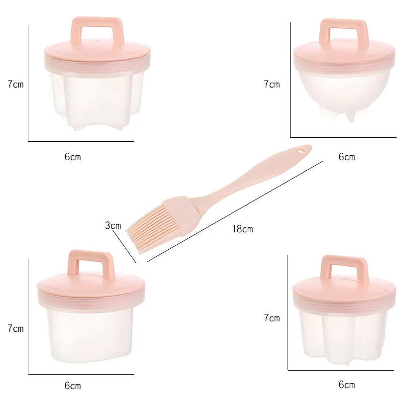 Anyohoe 4 stk/sett eggkoker eggkoker hardkokte egg uten skall eggkopper eggformmaskin med lokk børste kjøkken eggverktøy