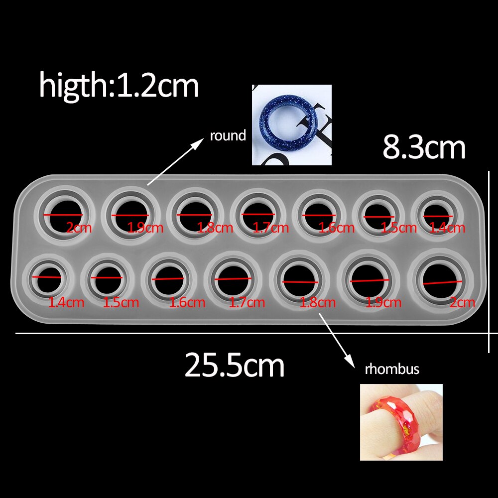 14 Grid Ring Resin Epoxy Resin Molds Various Sizes Silicone Ring Molds Gem Patch DIY Jewelry Making Findings Supples Accessories