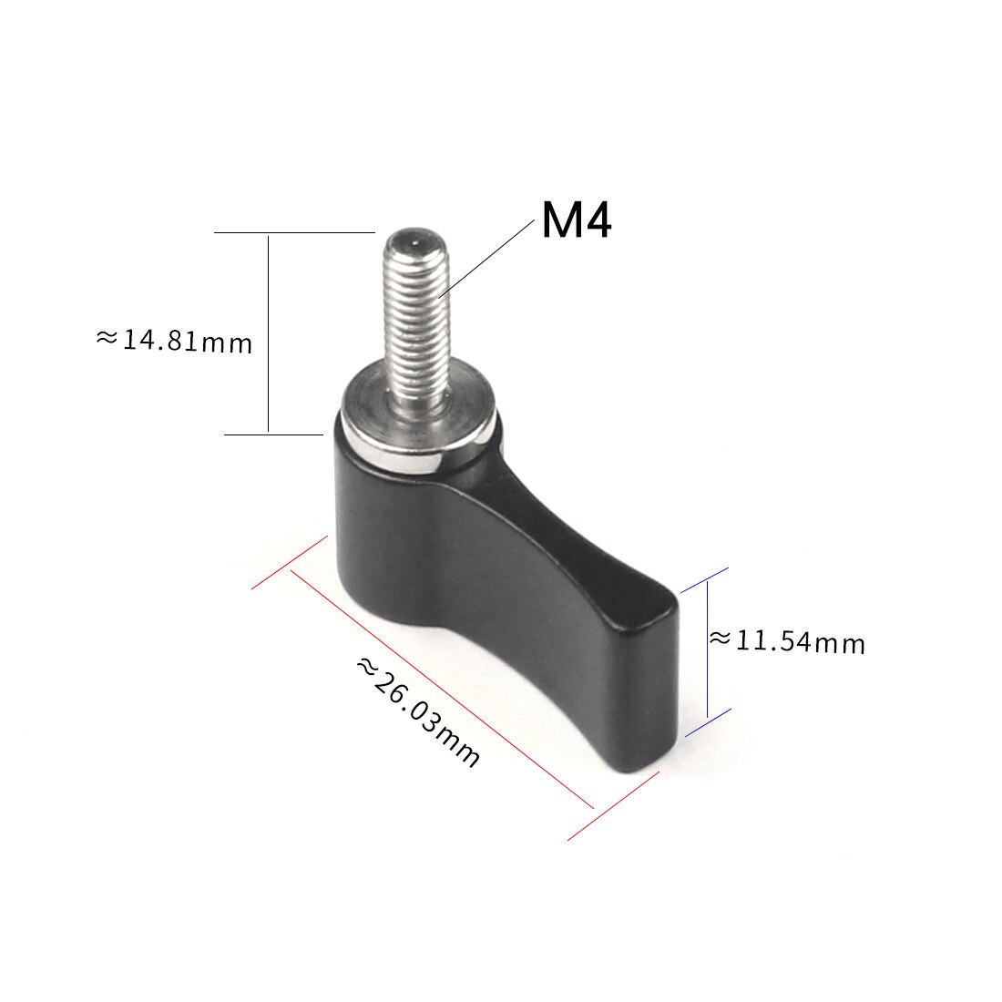 Pack of 2 M4 M5 Thread Aluminum Screw 17mm 20mm 25mm Adjustable Handle Wrench Wing Lock Adapter Wrench Camera Clamp Accessories: M4x12mm Black