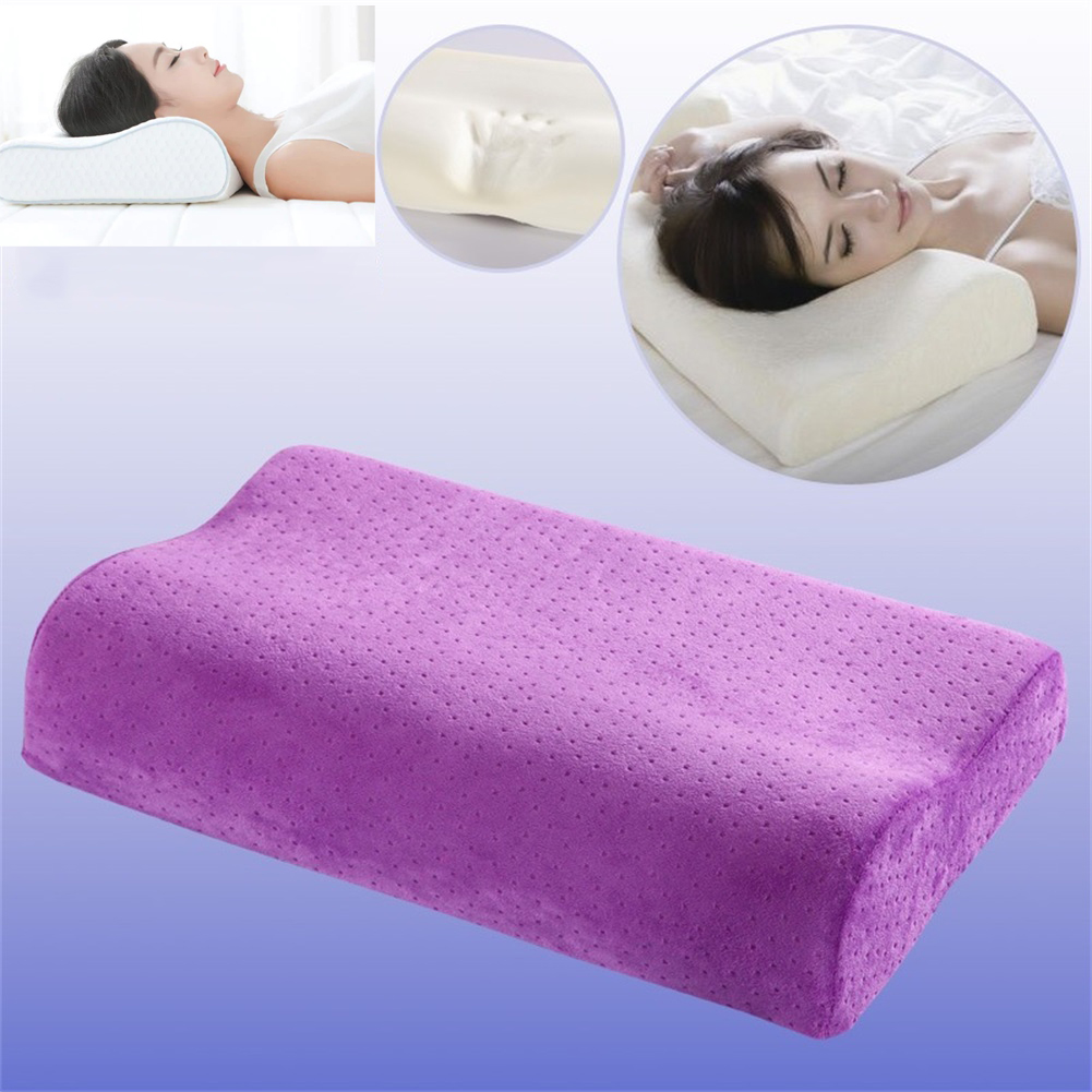 Almohada ortopédica grande de algodón para dormir, cojín de espuma viscoelástica de lujo para la cabeza, cuello, espalda y hombros, soporte para el dolor, respiración y cama: Morado