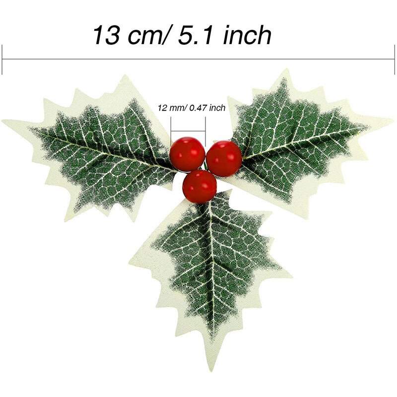 Plastic Flower Artificial Leaf Leaves and Artificial Holly Berries Red Cherry Little Fruits Christmas Wedding Home Decoration: 1PCS Red Fruit