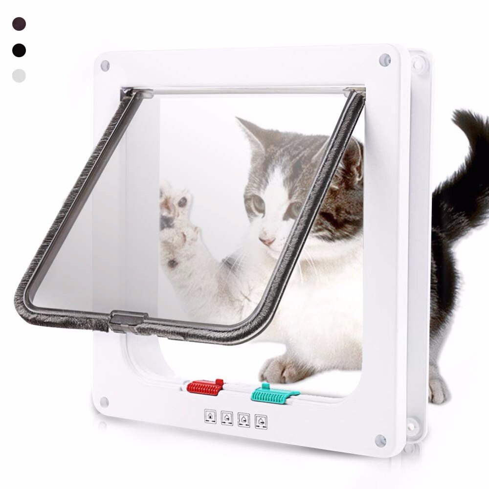 3 Sizes ABS Plastic Small Pet Gate Door Kit Adjustable Dog Cat Flap Door with 4 Way Security Lock for Dog Cats Pet Supplies