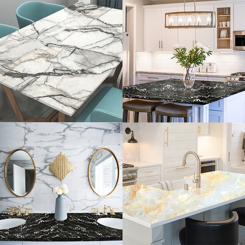PVC Peel And Stick Contact Paper Marble Gloss Film Self Adhesive Wallpaper