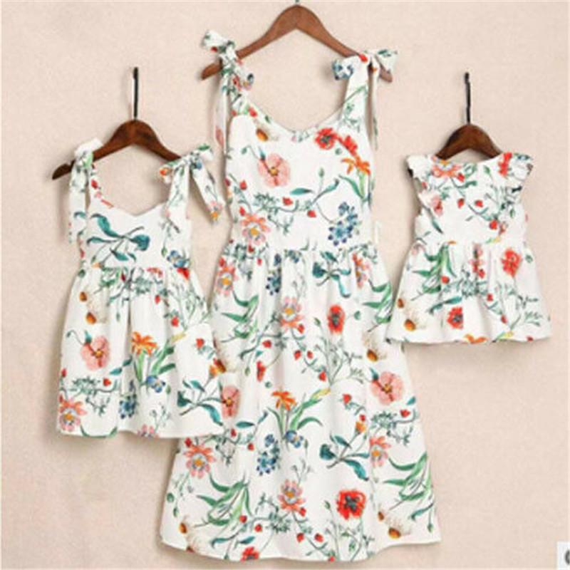 familie Kleid Mutter und Tochter Passenden Mädchen Tochter Floral Outfits Kleidung Kleider Neue Kleid