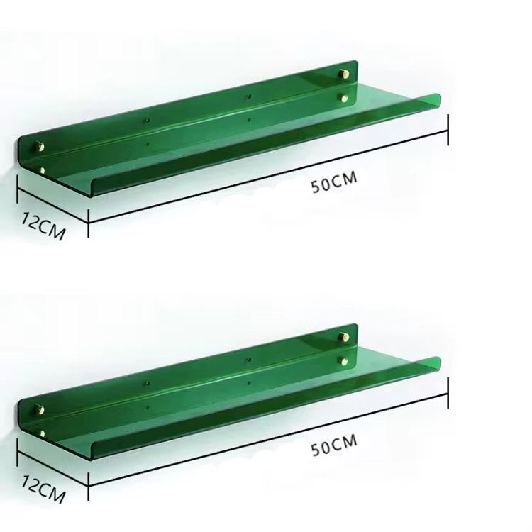 Estante de almacenamiento de acrílico montado en la pared para baño, organizador de cocina, estantes de exhibición, estante de pared decorativo sin perforaciones: Transparente