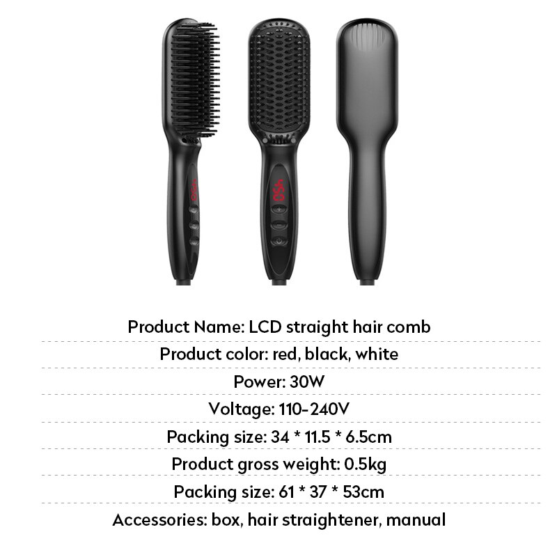 Elektrische Baard Stijltang Stijltang Borstel Multifunctionele Mannen Quick Verwarming Baard Rechttrekken Kam Hair Styling Kam