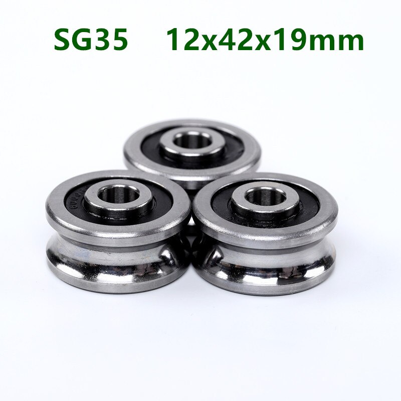 10pcs SG35 2RS U Groove pulley ball bearings 12x42x19 mm Track guide roller bearing SG12RS ( double row balls) ABEC-5